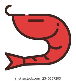 Shrimp Prawn Simple Line Icon Symbol Logo
