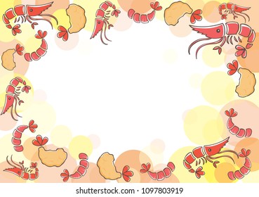 Shrimp, prawn and tempura prawn frame vector back ground.