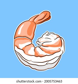 Shrimp prawn Vector. Boiled Shrimp  shrimps without shell, shrimp meat,  Realistic illustration, Comic art, Pop art style