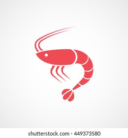 Shrimp Red Flat Icon On White Background