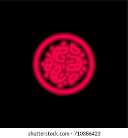 Shrimp red glowing neon ui ux icon. Glowing sign logo vector