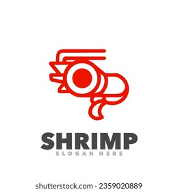 Shrimp red line art logo