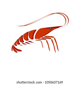 Shrimp red. On a white background. Vector icon