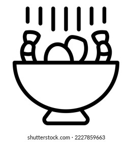 Shrimp salad icon outline vector. Asian food. Restaurant rice