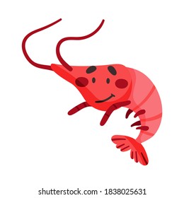 Shrimp as Sea Animal Floating Underwater Vector Illustration