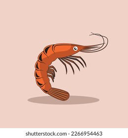 Shrimp sea Caridean animal engraving vector illustration.