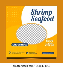 Shrimp Seafood banner square social media post design
