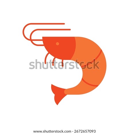 Shrimp Seafood Flat Color Icon: Food and Marine Life