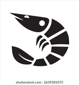 Shrimp Seafood Glyph Icon Silhouette