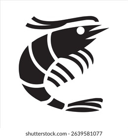 Shrimp Seafood Glyph Icon Silhouette