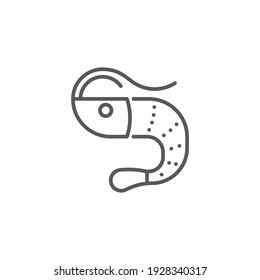 Shrimp seafood icon, color, line, outline vector sign, linear style pictogram isolated on white. Symbol, logo illustration