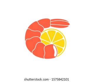 Shrimp seafood. Isolated shrimp on white background. Logo