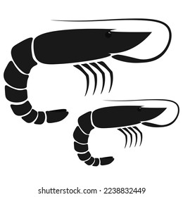 Shrimp seafood. Isolated shrimp on white background. Logo. Prawns


