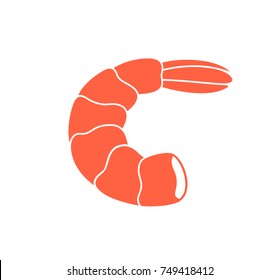 Shrimp Seafood. Isolated Shrimp On White Background. Logo. Prawns


