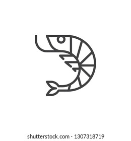 Shrimp seafood line icon. linear style sign for mobile concept and web design. Prawns sea food outline vector icon. Symbol, logo illustration. Pixel perfect vector graphics