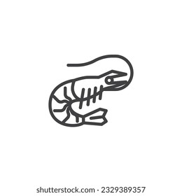 Shrimp seafood line icon. linear style sign for mobile concept and web design. Shrimp, prawn outline vector icon. Symbol, logo illustration. Vector graphics