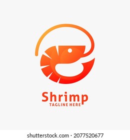 Shrimp seafood logo design illustration