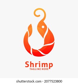 Shrimp seafood logo design illustration