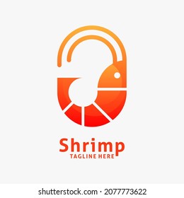 Shrimp seafood logo design illustration