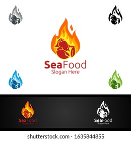 Shrimp Seafood Logo for Restaurant or Cafe