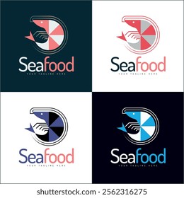 Shrimp seafood restaurant lobster logo set template design