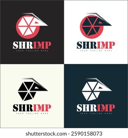 Shrimp seafood restaurant lobster shapes logo set template design