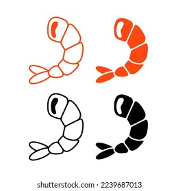 Camarón, marisco. Ilustración del vector aislada en fondo blanco