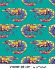 Shrimp Seamless pattern