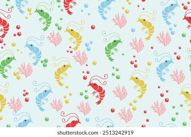 shrimp seamless pattern for background,cover,wrapper,wallpaper,etc