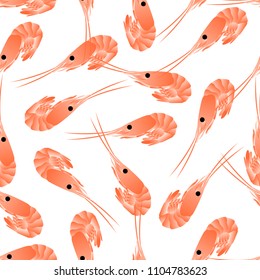 Shrimp seamless pattern. Flat Gradient Sea Food Concept.