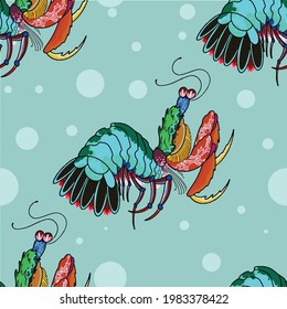 shrimp seamless pattern in vecto