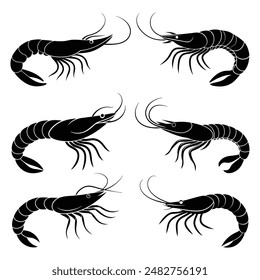 Shrimp shape Silhouette vector illustration