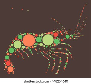 shrimp shape vector design by color point