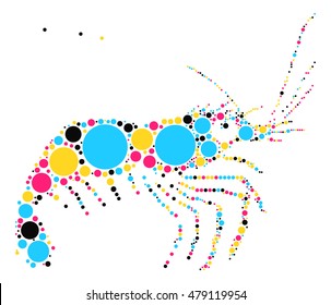 shrimp shape vector design by color point