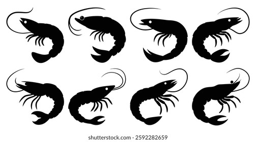 Shrimp Silhouette Bundle for Aquatic and Wildlife Designs