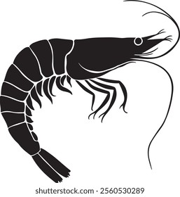 Shrimp Silhouette cut out vector icon.