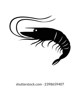 shrimp silhouette design. sea animal sign and symbol.