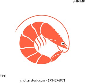 Shrimp silhouette. Isolated shrimp on white background