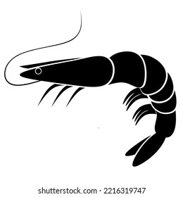 Shrimp silhouette on a white background. Perfect for seafood logos. Vector illustration