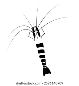  Shrimp silhouette, Prawn cut-out vector icon ,logo illustration black and white