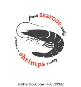 Shrimp silhouette. Template for restaurants, stores, food packaging. Vector illustration.