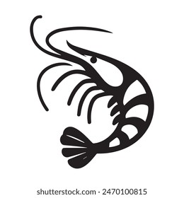 Shrimp silhouette vector art illustration