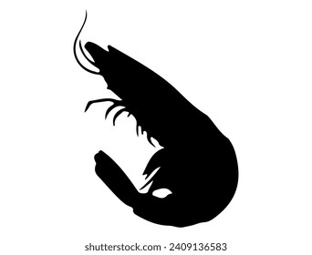 Shrimp-Silhouette, Vektorgrafik, weißer Hintergrund