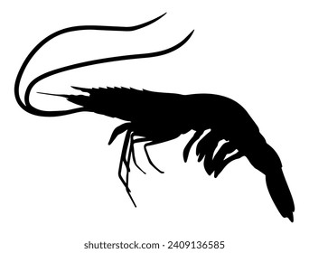 Shrimp-Silhouette, Vektorgrafik, weißer Hintergrund