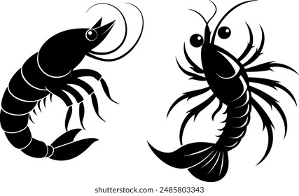 Shrimp silhouette vector art with a white background