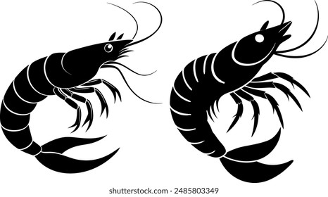 Shrimp silhouette vector art with a white background