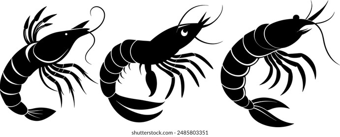 Shrimp silhouette vector art with a white background