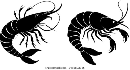 Shrimp silhouette vector art with a white background