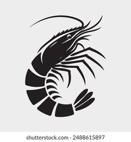 Shrimp silhouette vector illustration art.