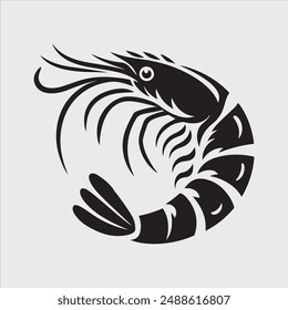 Shrimp Silhouette Vektorillustration Kunst. Black Shrimp.